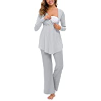 Los mejores  - STRIR 2 Piezas Pijama de Lactancia Invierno Ropa Premamá Lactancia Otoño Invierno Ropa Maternidad Hospital Pijama…